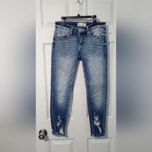 COPY - BKE Blue Ankle Cropped Jeans with Vintage Fading